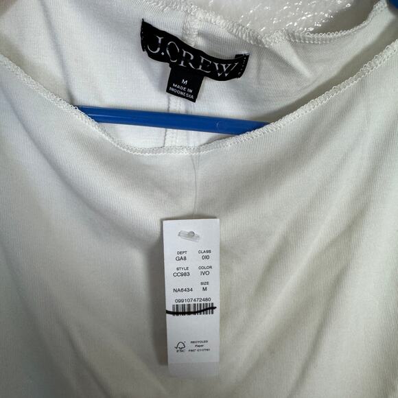 J.Crew Refined Rib Shell Tank WMNS M Cream Pullover Slim Fit Boatneck Satin Trim - Picture 4 of 7